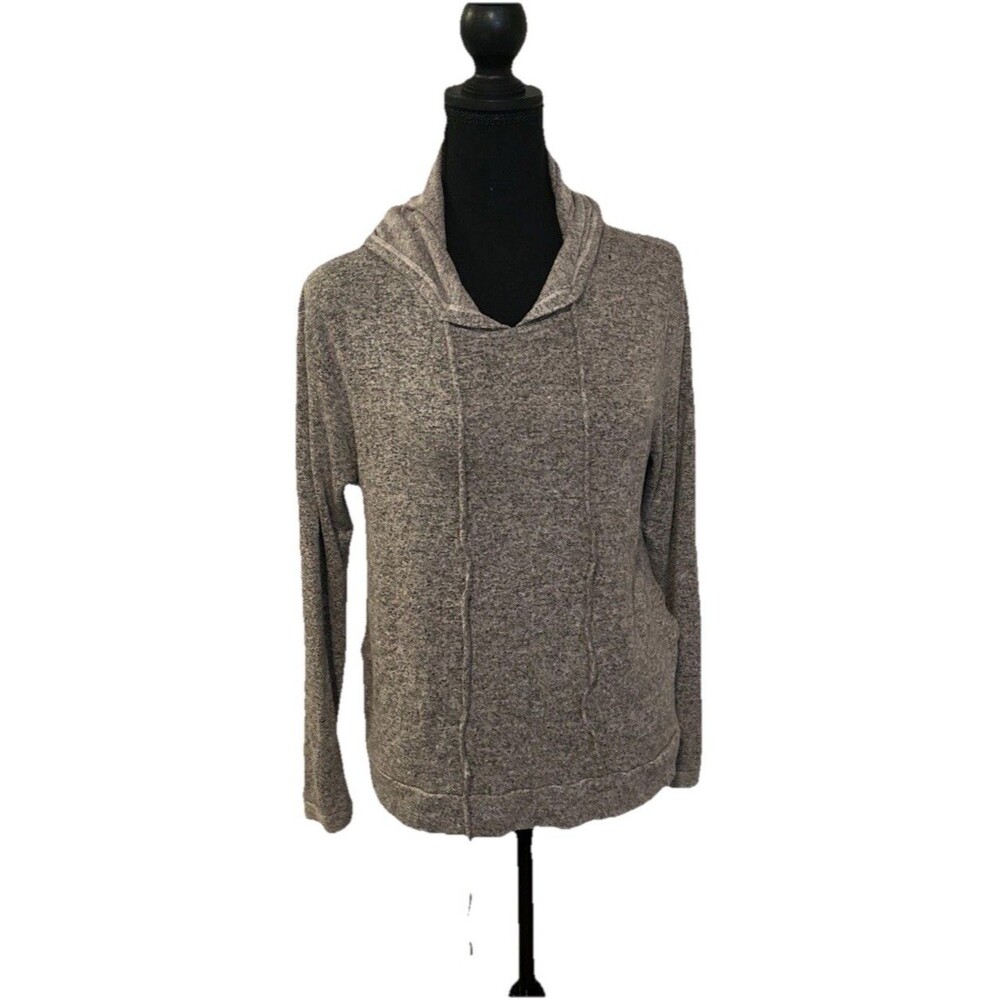 Harlowe & Graham Medium Brown Heathered Long Sleeve Pullover Drawstring Hoodie